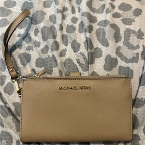 Michael Kors Brown Wristlet Clutch